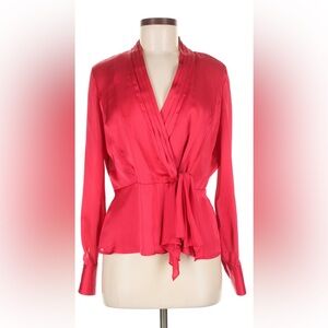 Jones New York Vibrant Red Wrap Blouse